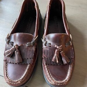 Men’s Sperry Top Sider Boat Dock Brown Leather Slip On Kilt Tassel Loafers